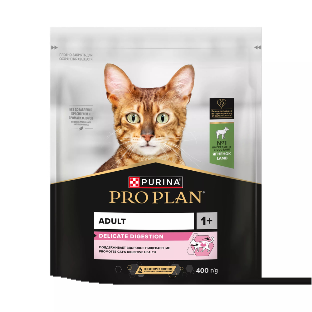 Корм сухой Purina Pro Plan DELICATE DIGESTION, д/пищевар. взр. кошек, ягнёнок, 400 г