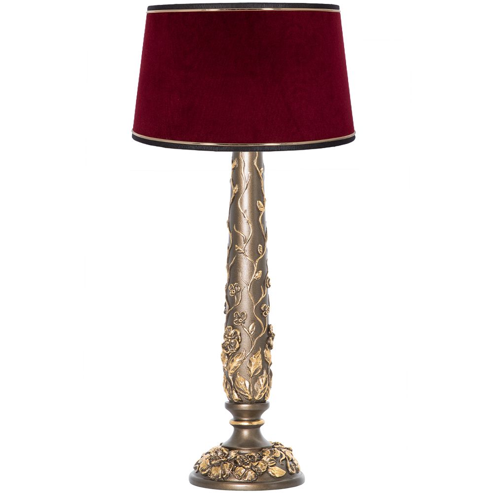 Настольная лампа Лето Бронза с абажуром Тюссо Конфети Рубивайн