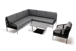 "Канны" модульная угловая лаунж-зона из роупа (веревки), цвет темно-серый