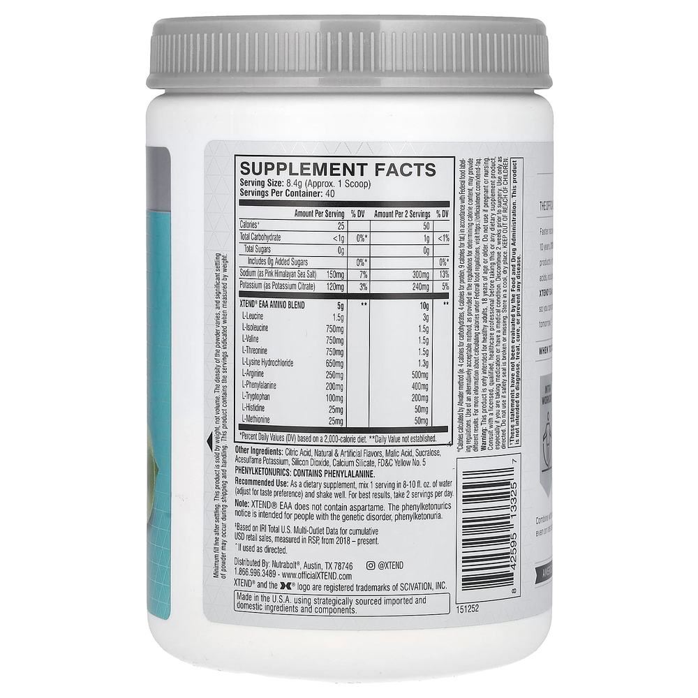 XTEND, EAA, лимон и лайм, 336 г (11,9 унции)