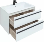 Тумба с раковиной Aquanet Lino 80 белая матовая