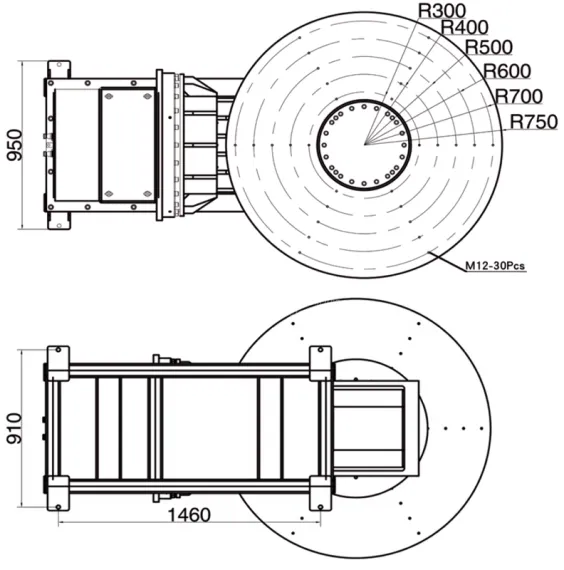 Двухосевой L-образный поворотный стол WB2L для сварочных роботов