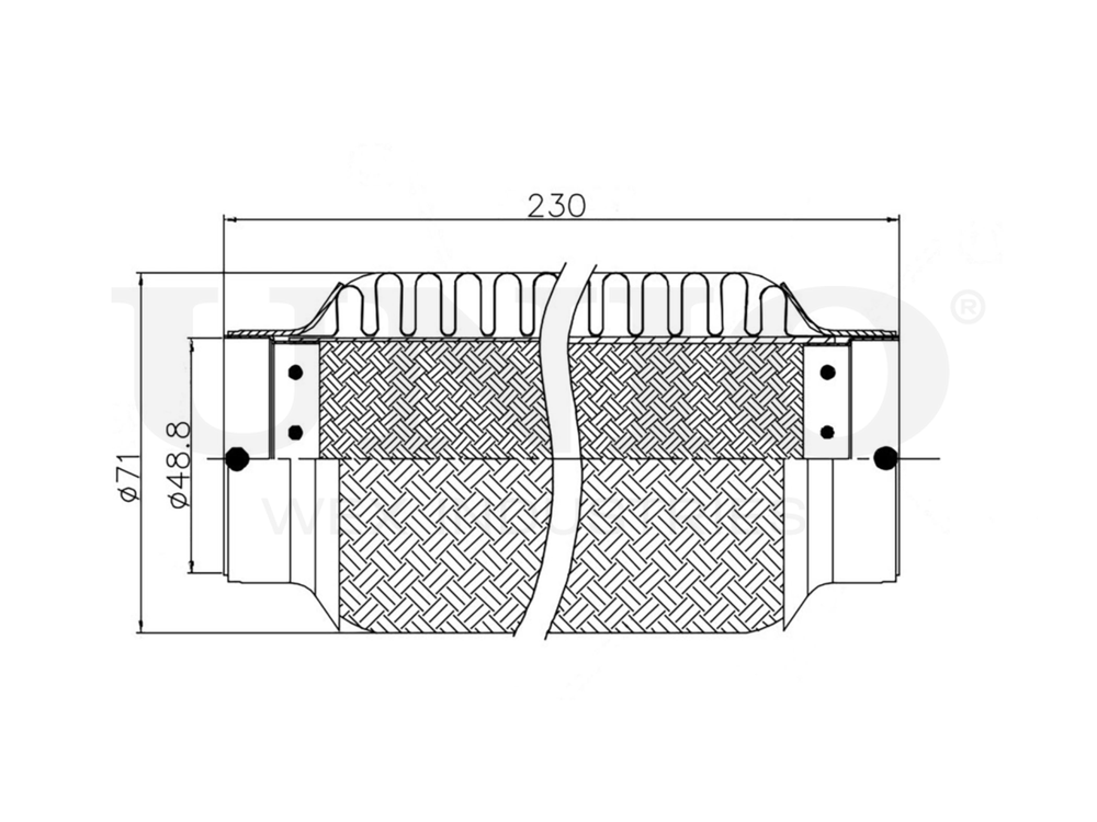 Гофра глушителя 48x230 мм InnerBraid UNIO EXP-48230