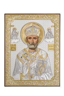 Николай Чудотворец, икона прямоугольная без рамки, красное дерево, 175х225