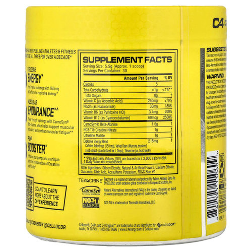 C4 / Cellucor, C4® Original, предтренировочный комплекс, «Холодное сердце», 165 г (5,8 унции)