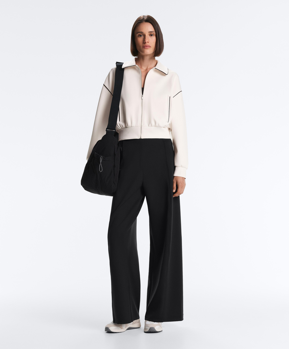 Oysho Куртка с эффектом неопрена без капюшона, экрю