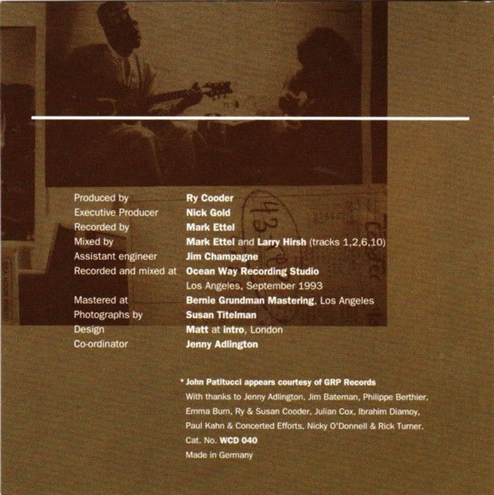 Ali Farka Toure & Ry Cooder: Talking Timbuktu (CD)