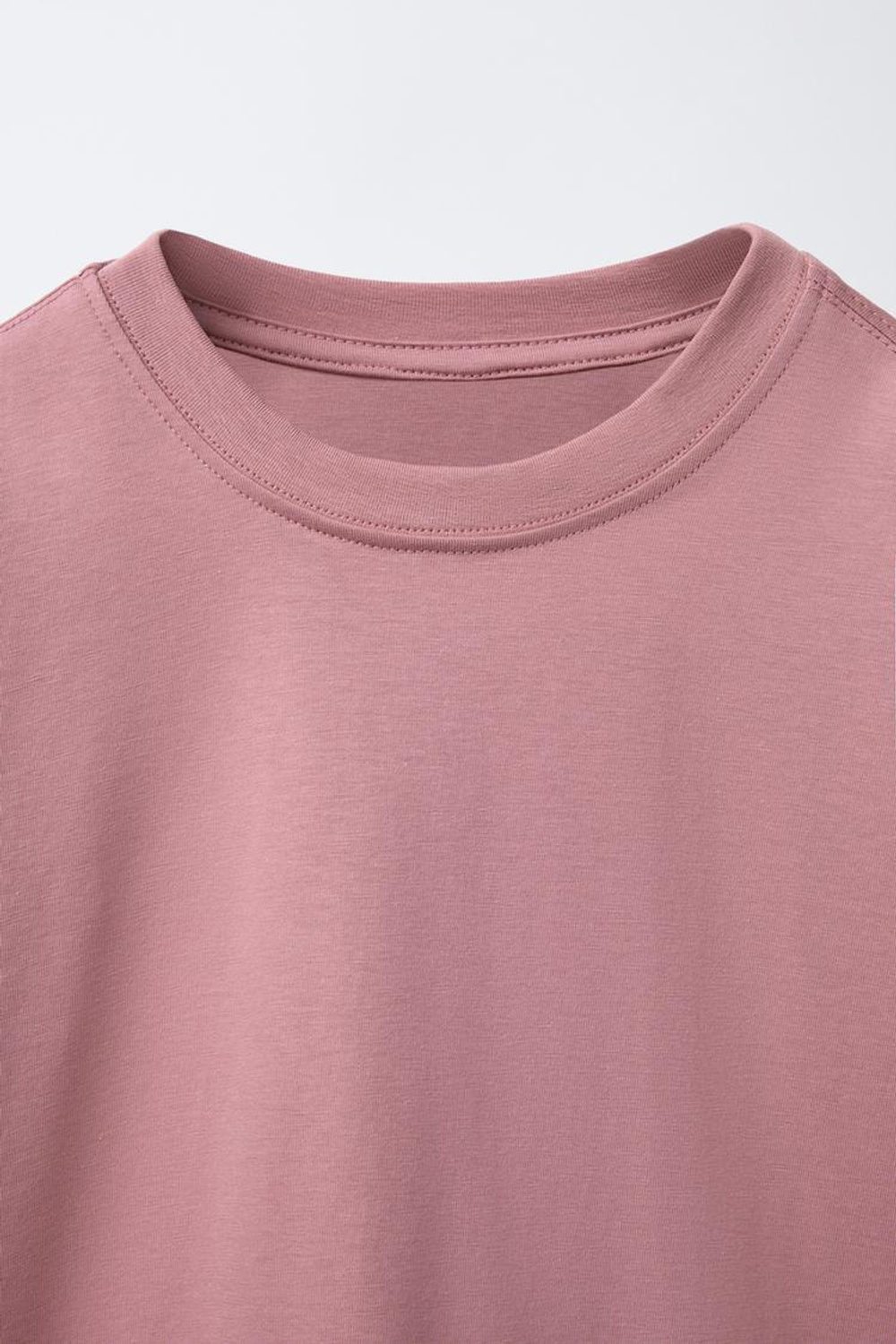 ZARA ОДНОТОННАЯ ФУТБОЛКА MEDIUM WEIGHT, КЛУБНИЧНЫЙ