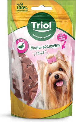 Лакомство для мини-собак "мини косточки из утки", 50г, Triol