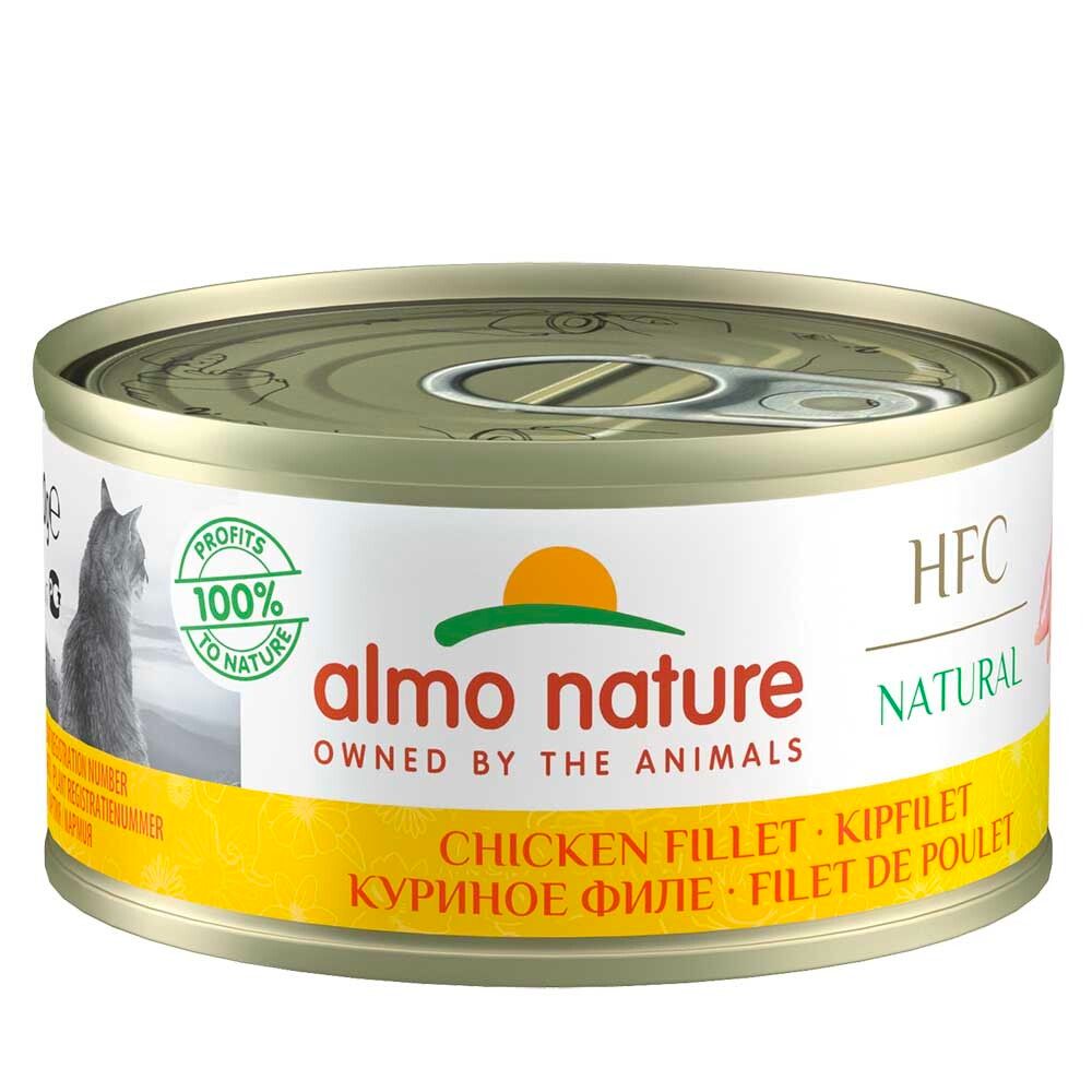 Almo Nature консервы для кошек &quot;HFC Natural&quot; с куриным филе (75% мяса) 70 г банка