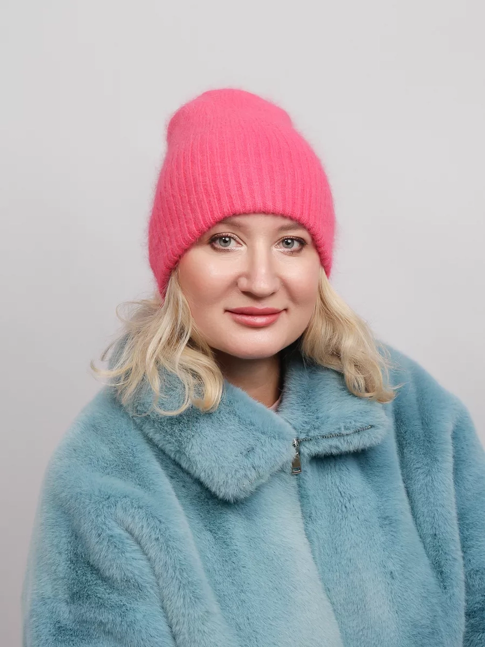шапка ангора зимняя пушистая вязаная модная