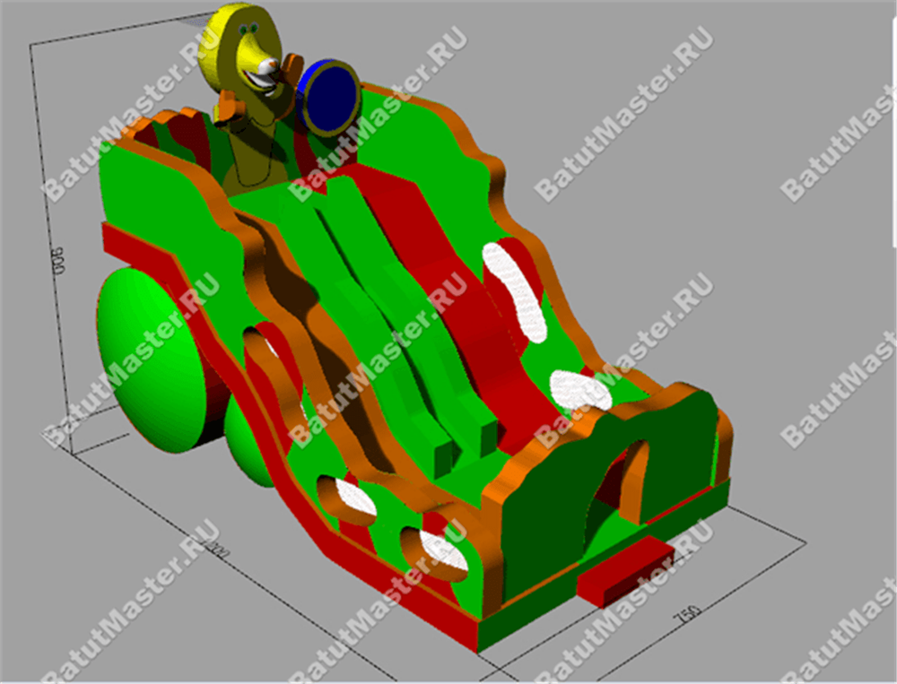 Батут-горка "Лев" 15*8*11 м