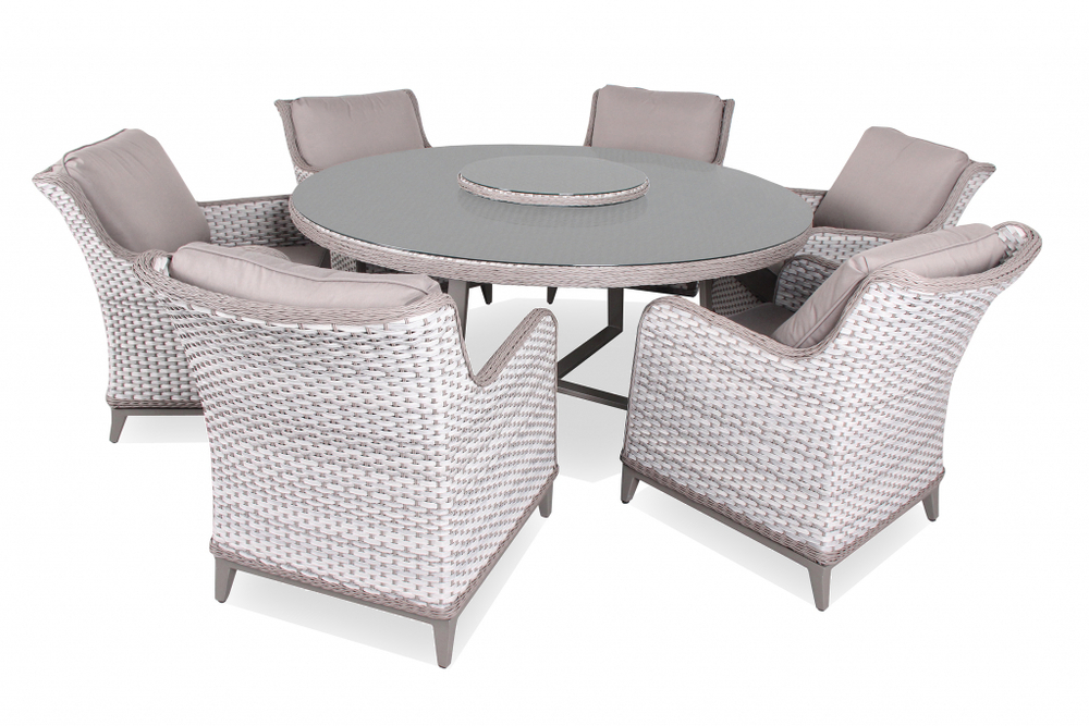 Стол плетеный обеденный со стеклом Tagliamento Orlando