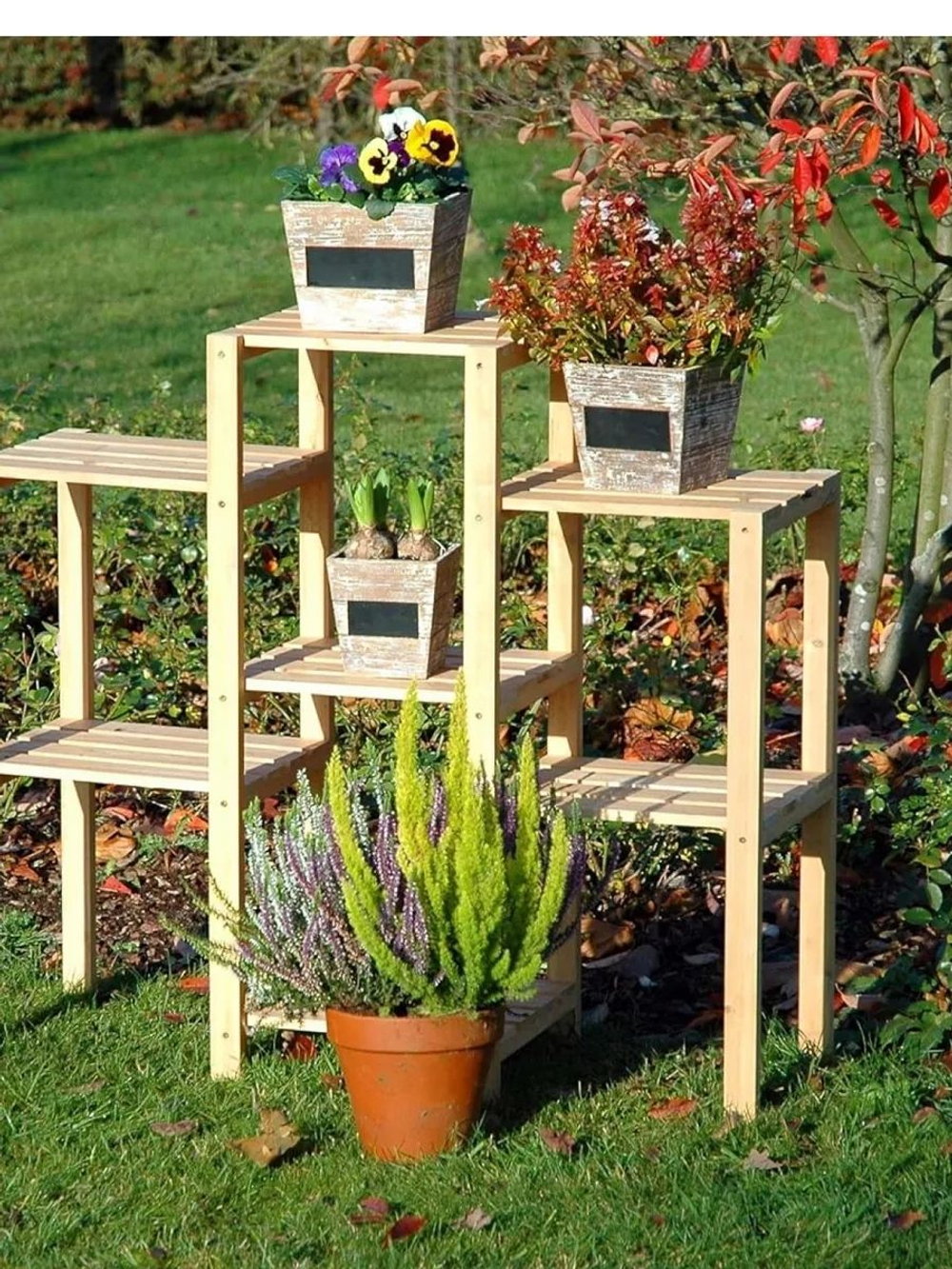 Стеллаж 79х30х87, деревянный, 7 полок, для цветов рассады, игрушек, для дома и сада, массив сосны, Dipriz