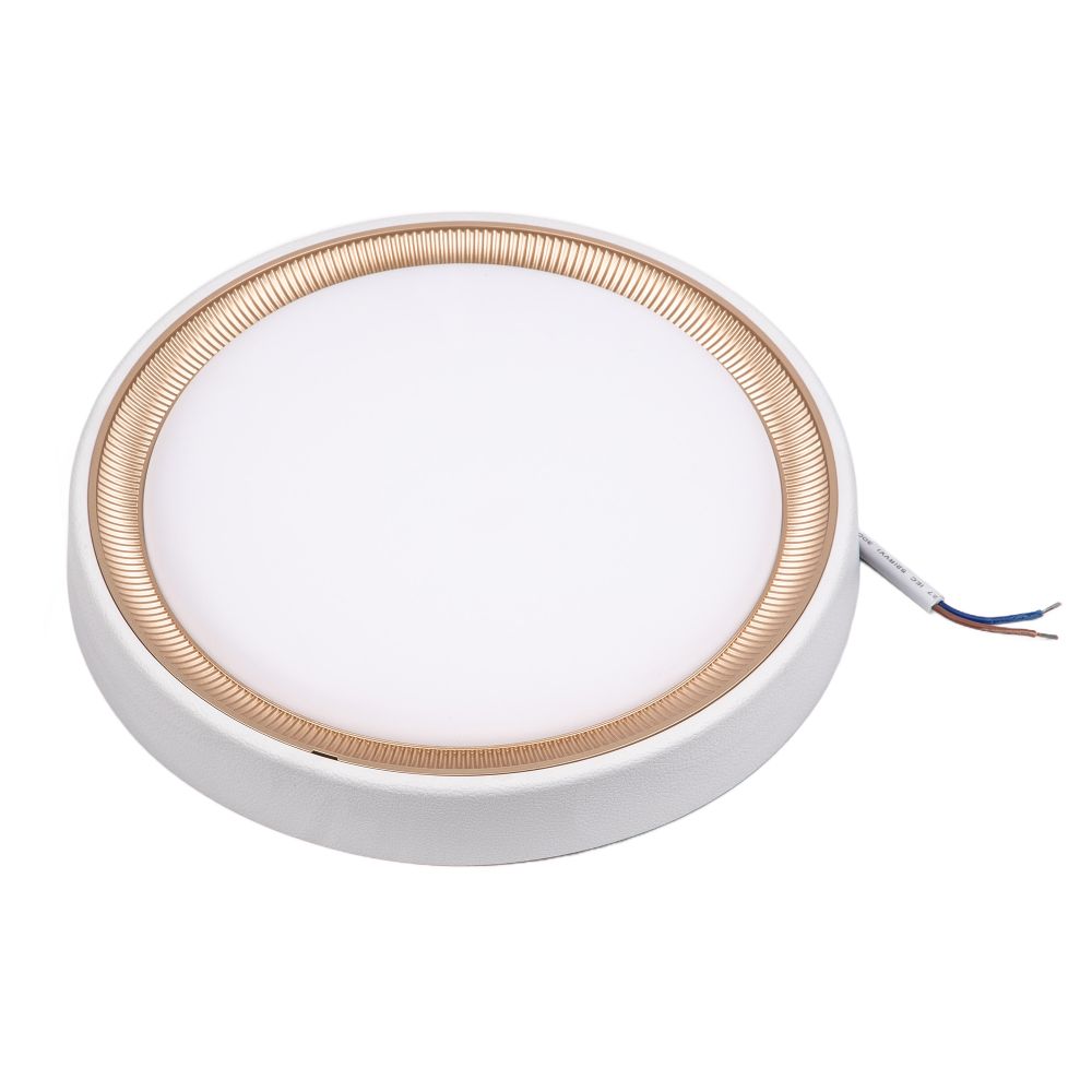 ULW-Q281 24W-6500K-F20 IP65 WHITE Светильник светодиодный влагозащищенный. Круг. Дневной свет 6500K. 225×40 мм. Корпус белый. Цвет рамок в-к: золотистый. графит. ТМ Volpe