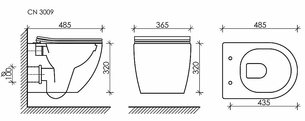 Унитаз подвесной Ceramica Nova Forma CN3009 белый, безободковый, с инсталляцией Balance CN121001MB и кнопкой Circle черный матовый