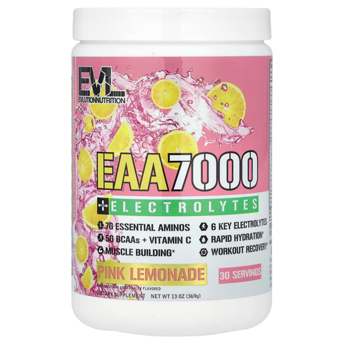 EVLution Nutrition, EAA 7000 + электролиты, розовый лимонад, 369 г (13 унций)