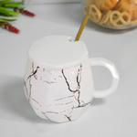 Кружка 420мл с крышкой и ложкой, микс