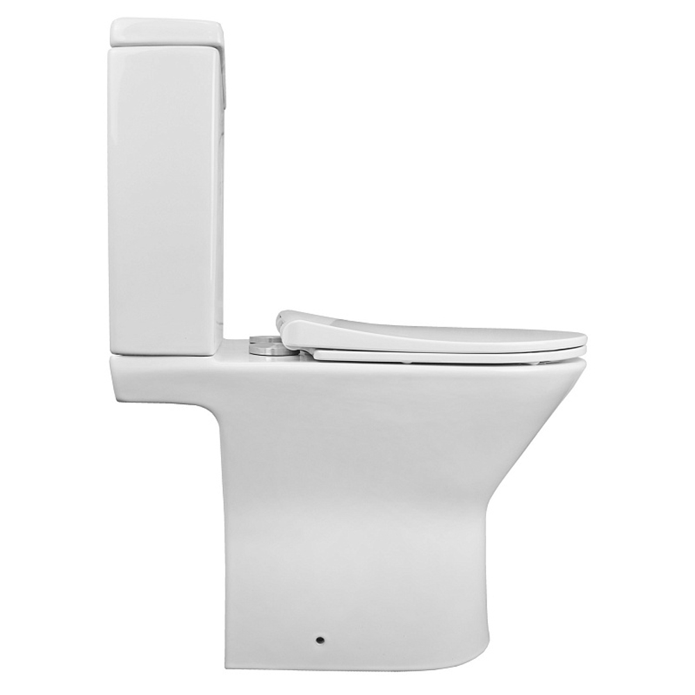 Унитаз-компакт Azario Fretta new 370х615х790 напольный, безободковый в комплекте с бачком и сиденьем дюропласт, микролифт (AZ-1223)