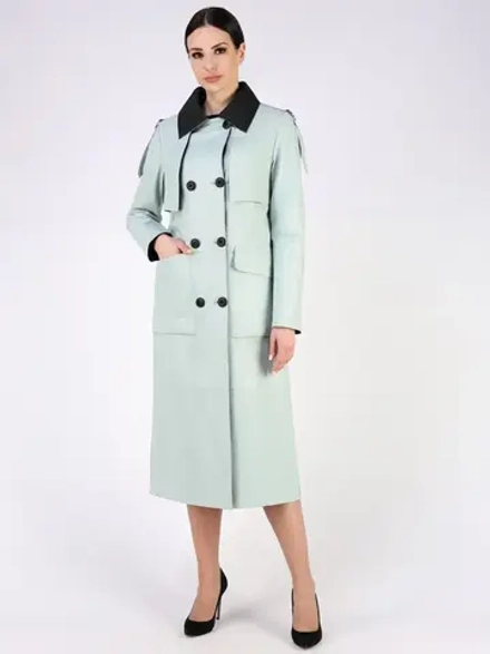 Кожаный тренч длинный с поясом плащ на осень