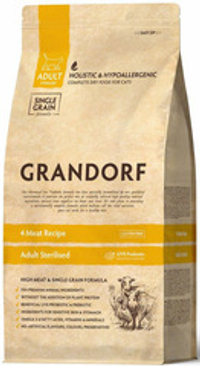 Развес Grandorf Sterilised Сухой корм для стерилизованных кошек с пробиотиками 4 вида мяса (Цена за 1кг)