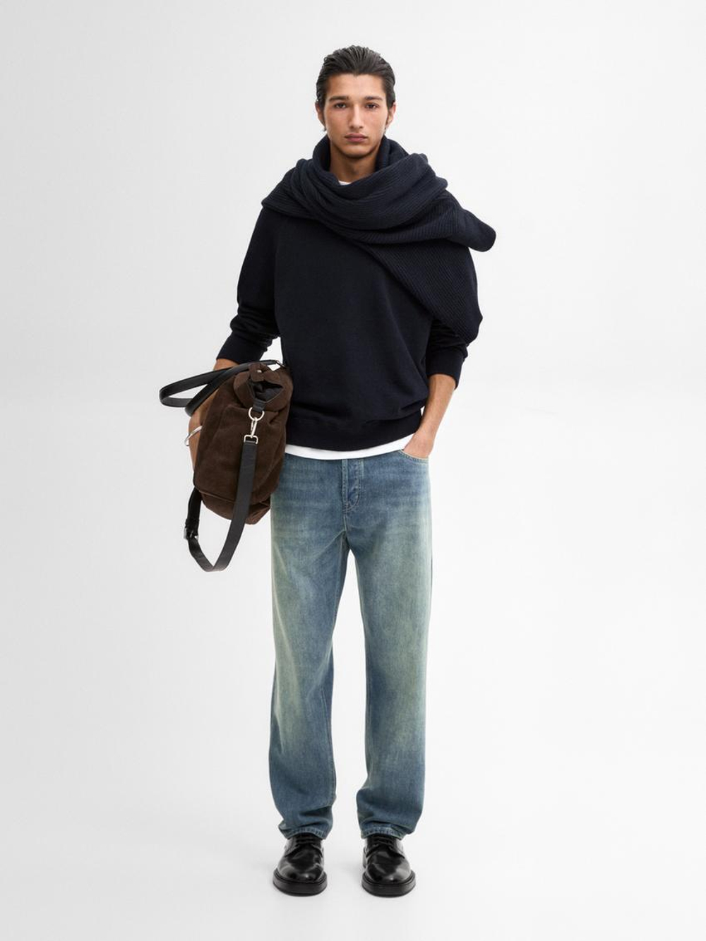 Massimo Dutti Свитер из 100% шерсти, темно-синий