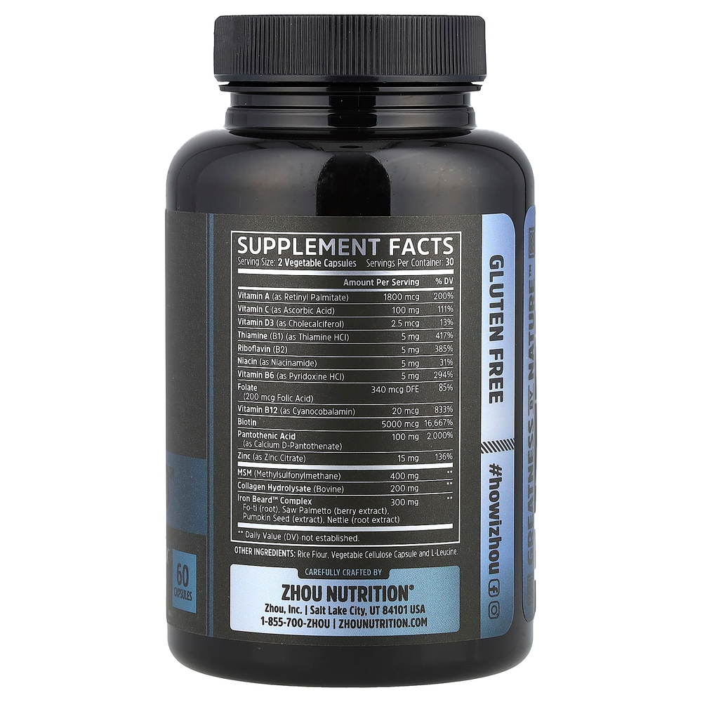 Zhou Nutrition, Iron Beard, 60 вегетарианских капсул