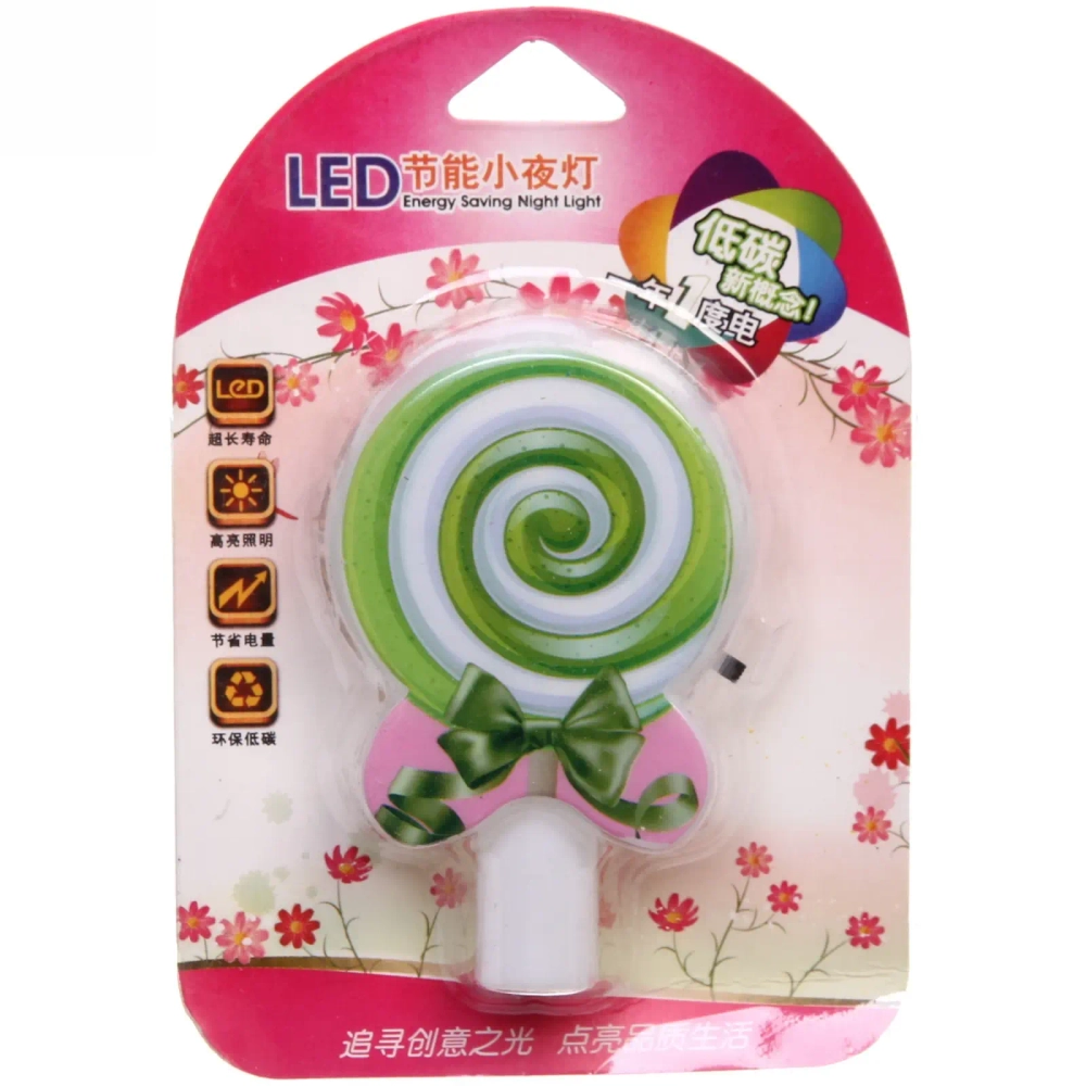 Ночник-светильник «Леденец» 9*5,5см микс 4 цвета 4LED 230V