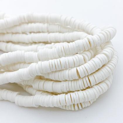 Бусина-диск, цвет белый, размер 6 мм, цена за нить 40 см