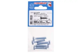 Болт Стройбат оцинкованный М6 х 30 см 5 шт