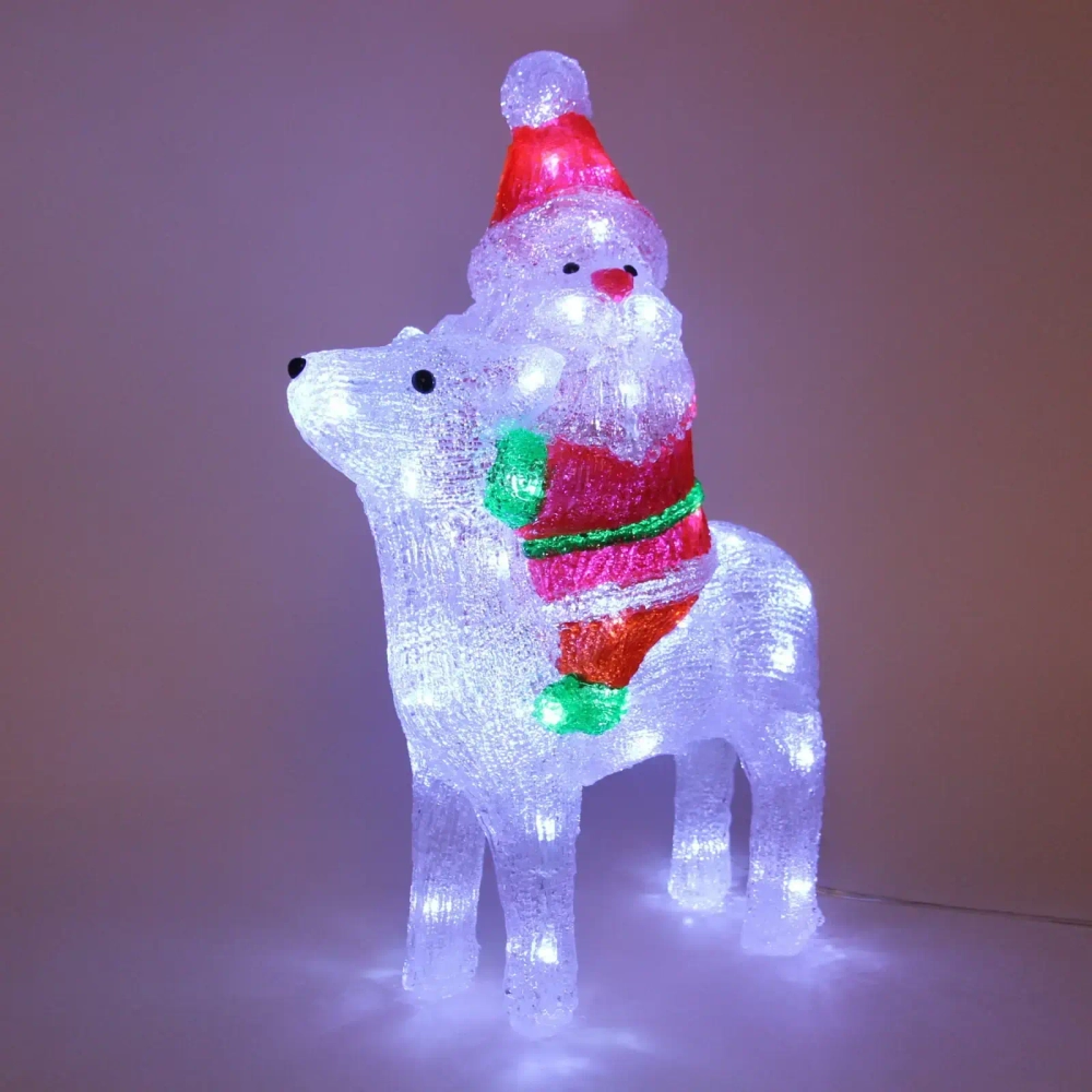 Фигура светодиодная «Снеговичок на оленёнке» 32х17х45 см, 50 ламп LED