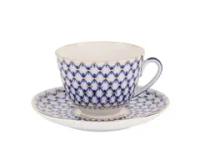 Чашка с блюдцем чайная форма Весенняя рисунок Кобальтовая сетка 250 мл арт. 81.19918.00.1
