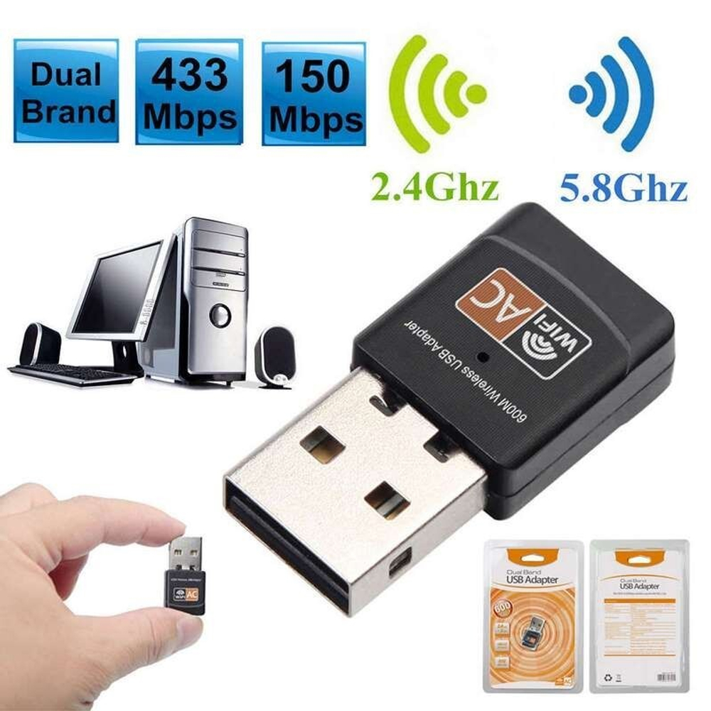 Wi-Fi адаптер Mini 600Mbps 802.11ac