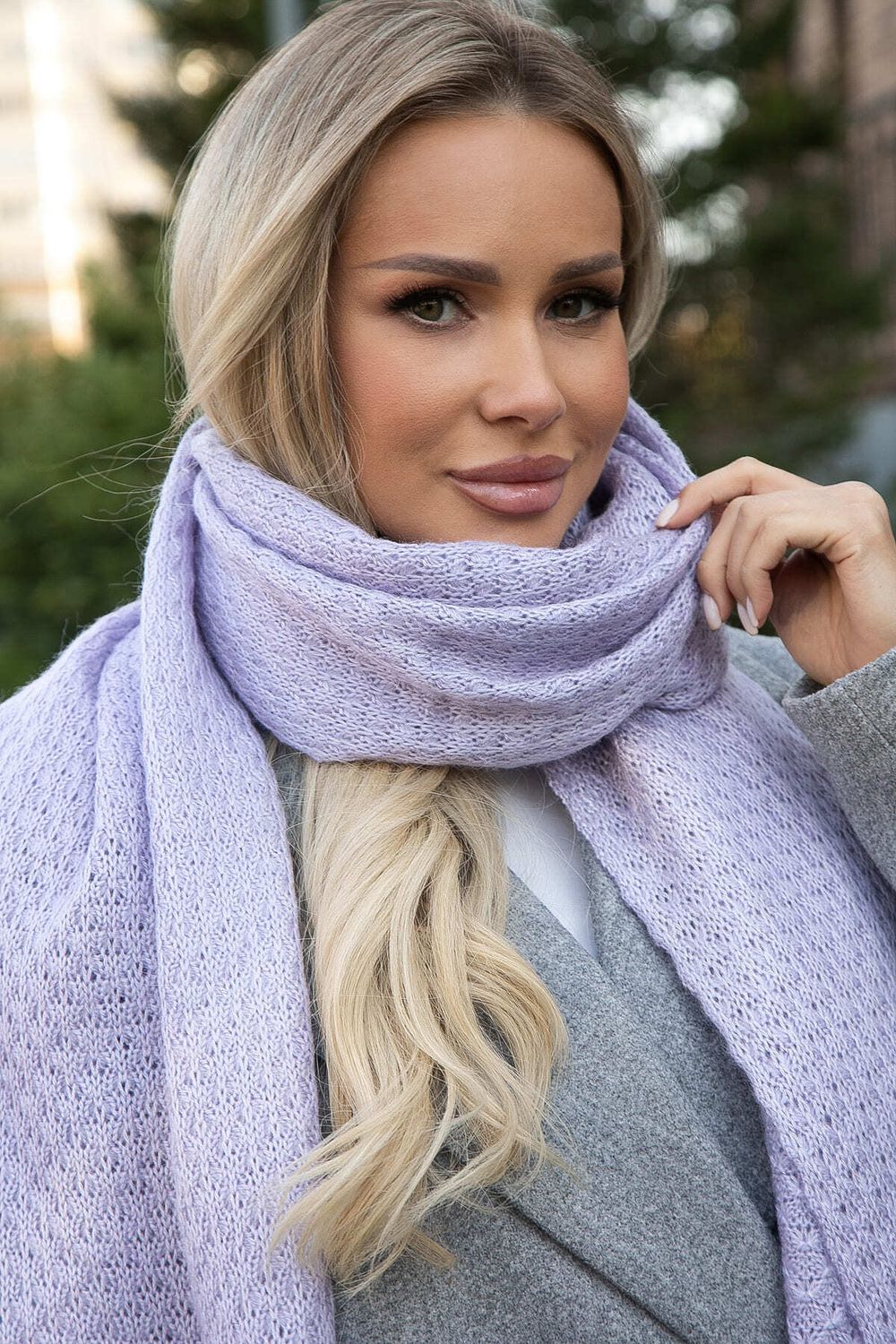 Вязаный палантин (пыльно-сиреневый) ВП01-1М LT Collection