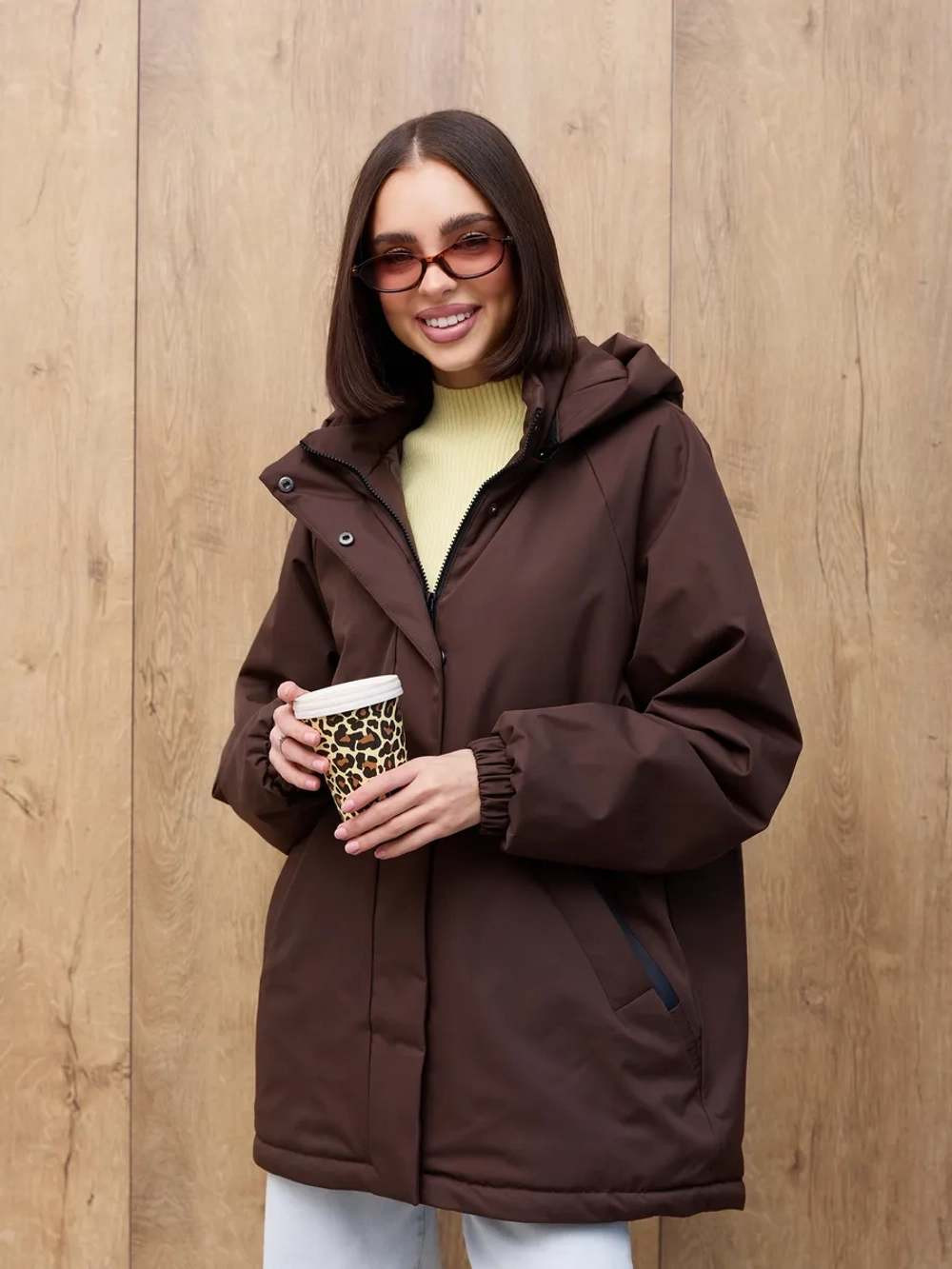 Куртка весенняя удлиненная с капюшоном