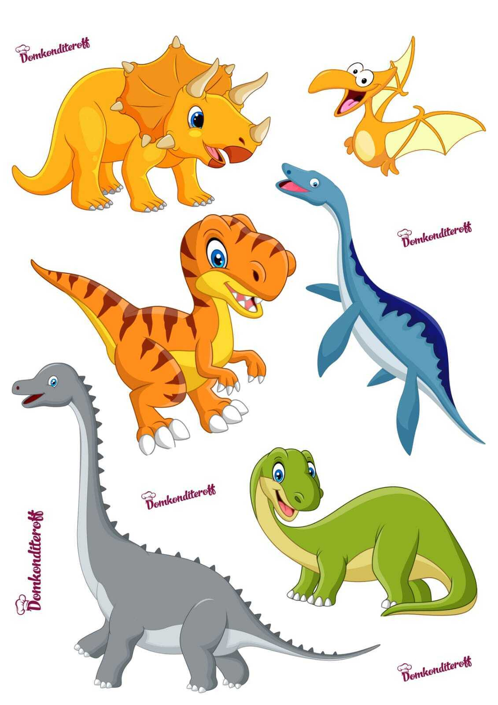 Печать на съедобной бумаге. Мультяшные динозавры