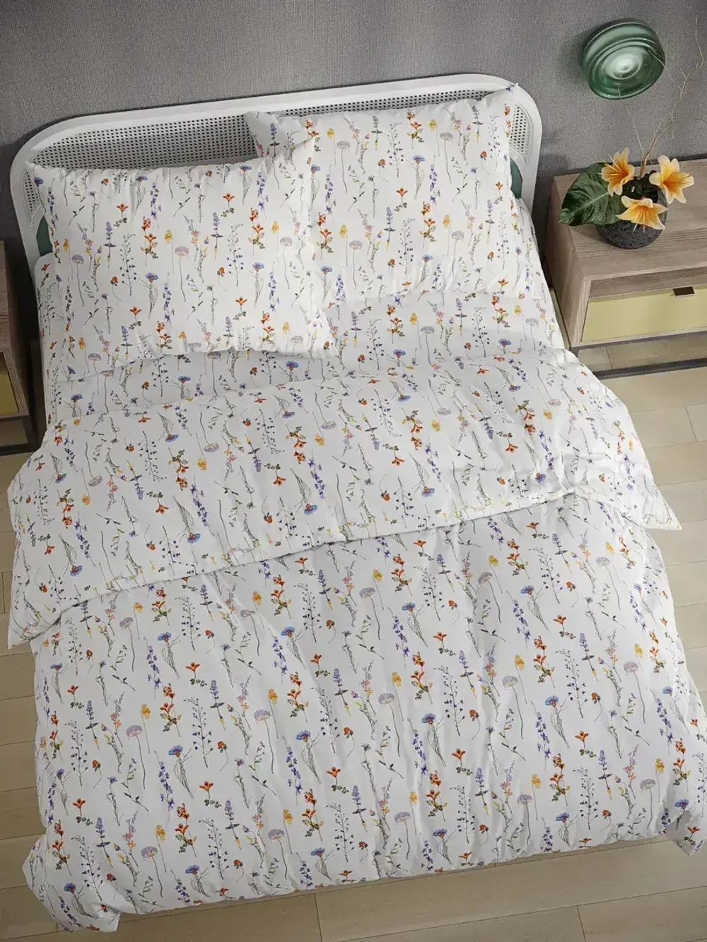 Наволочка комплект 2шт Полисатин Мечта "Flora" 70x70 см на молнии