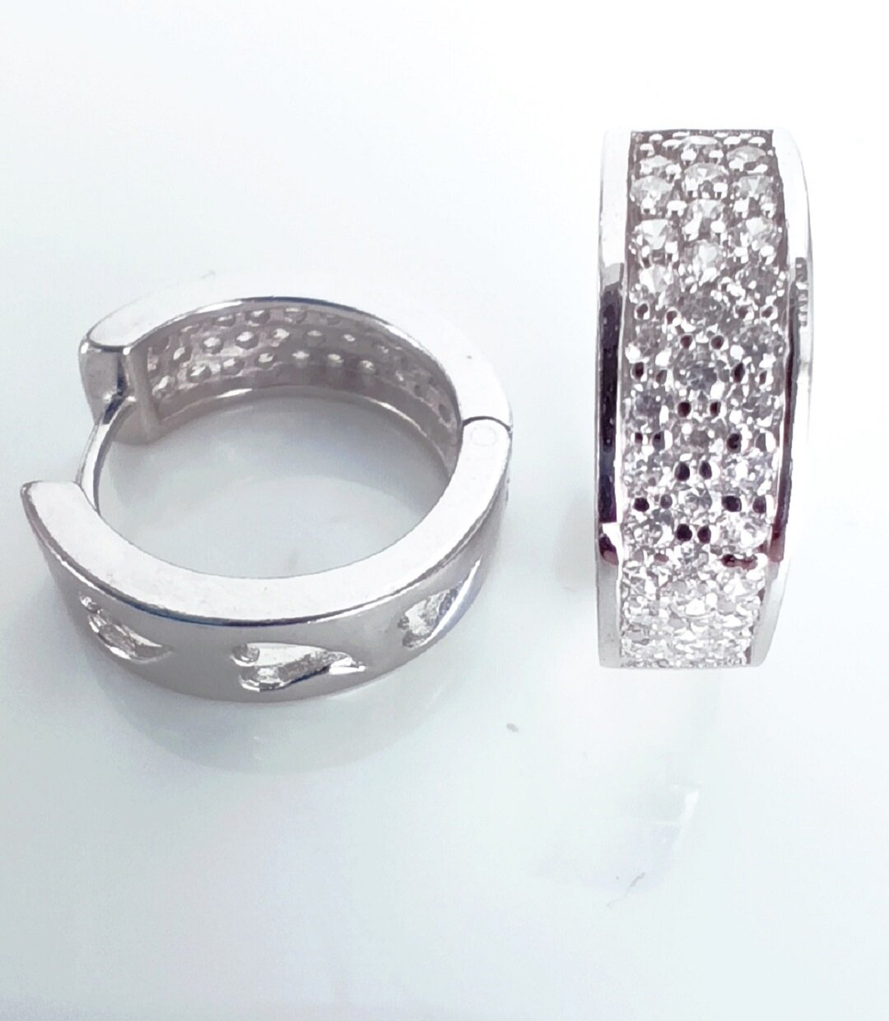 Серьги "Эстерелла", серебро 925*, двусторонние, родированные, с фианитами/Ф