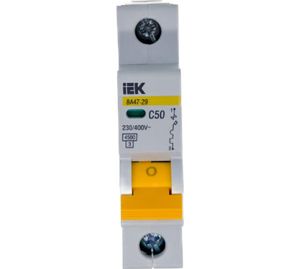 Выключатель автоматический  ВА47-29  50С/1  ИЭК  1P 50A. С  IEK1101050  ИЭК