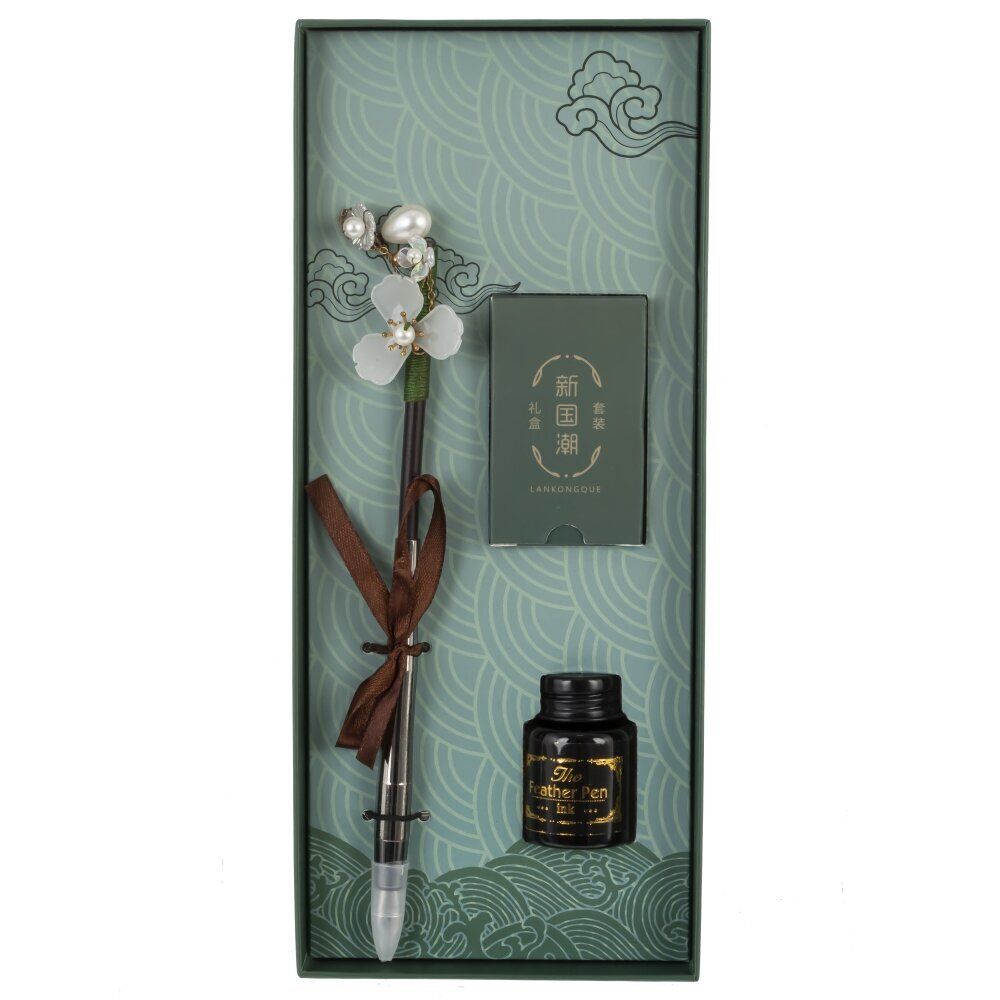 GAEM Набор подарочный: ручка перьевая, чернила 5шт, чернильница, L25 W11 H3,5 см