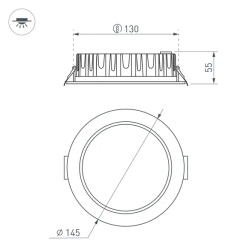 Светильник MS-MIST-BUILT-R145-15W Day4000 (WH, 110 deg, 230V) (Arlight, IP54 Металл, 5 лет) 039062