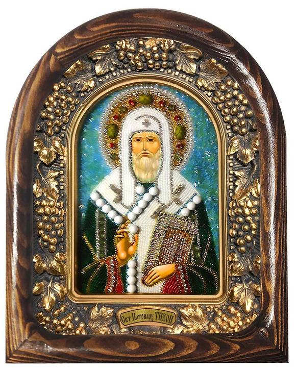 Святой Патриарх Тихон (бисер, белый агат)