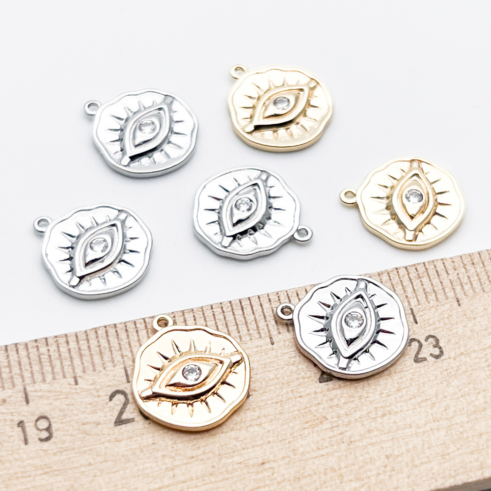 Подвеска Глаз, цвет золото, фианит, размер 14*12 мм, цена за 1 шт