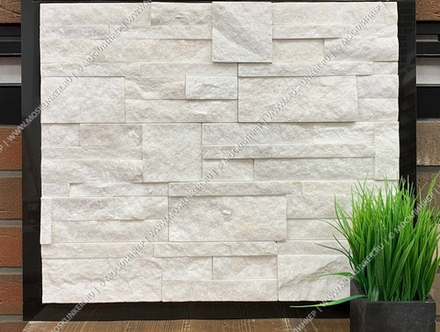 Натуральный камень Кварцит белый Pharaon 180x350x10-20 Модерн