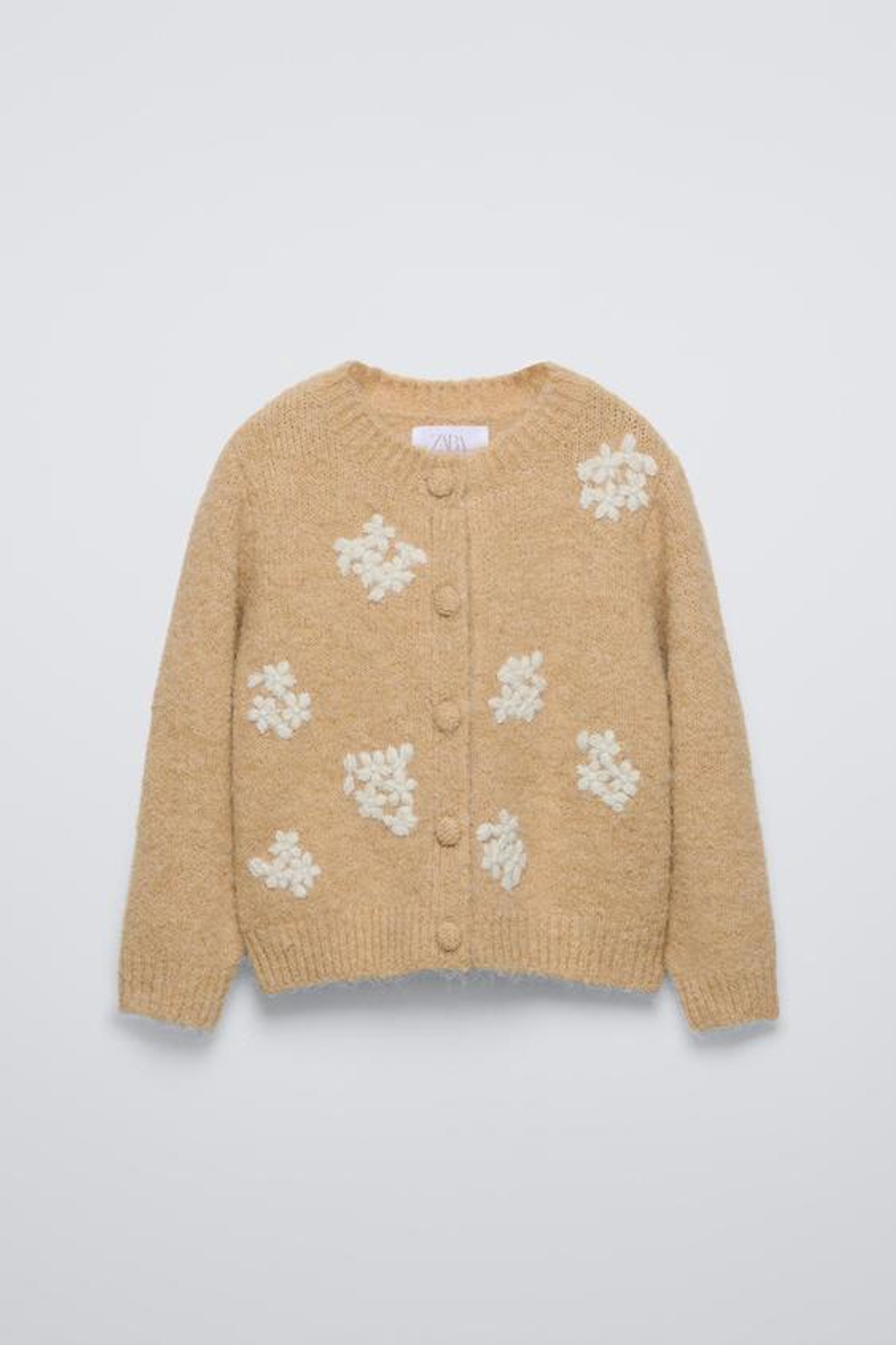 ZARA КАРДИГАН ИЗ СМЕСОВОЙ ШЕРСТИ С ЦВЕТОЧНЫМ ПРИНТОМ, МЯГКИЙ КАШТАНОВЫЙ