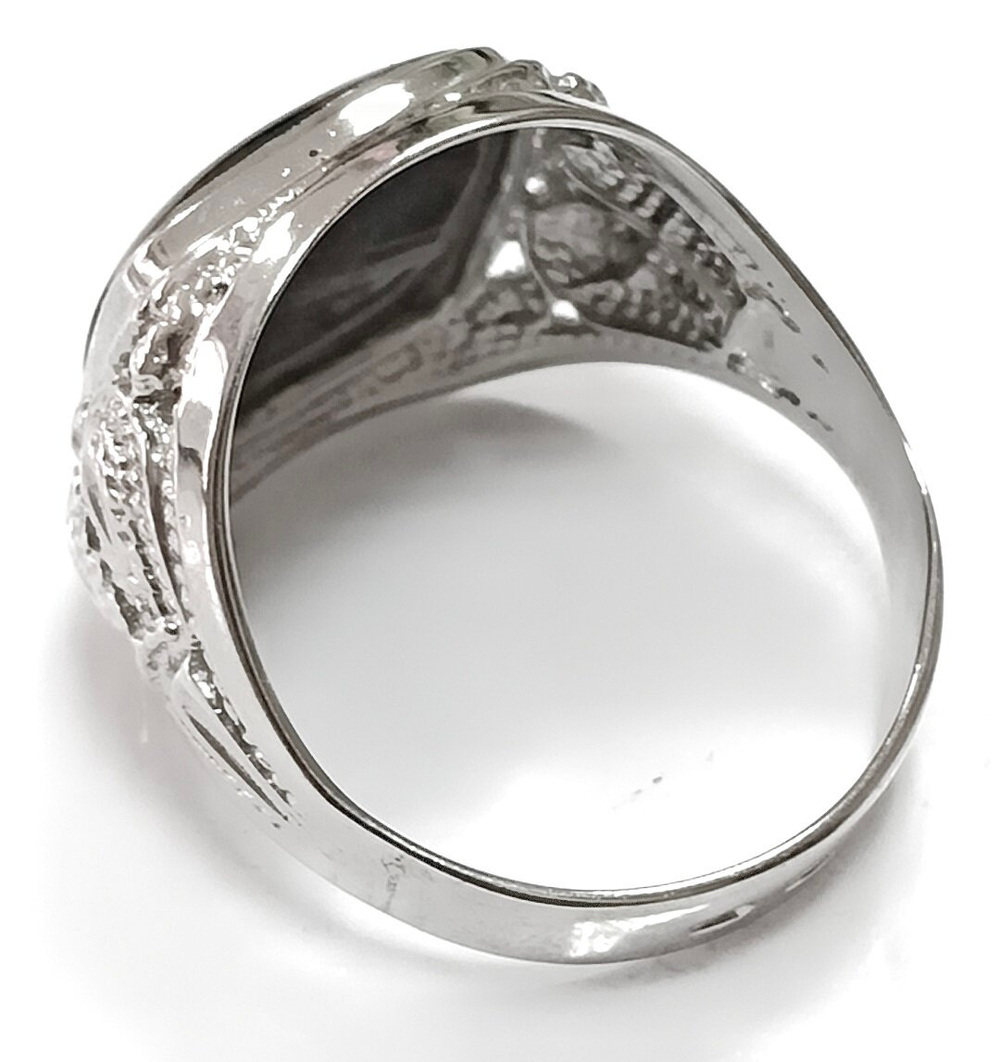 Ювелирное кольцо из серебра с обсидианом