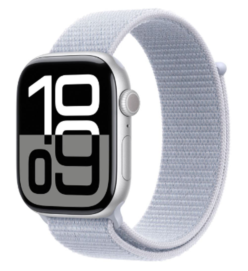 Apple Watch Series 10 46mm Silver Aluminum Case with Blue Cloud Sport Loop