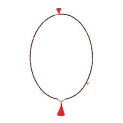 подвеска из граната с красными кистями