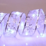 Гирлянда для дома ЛЕНТА ДЕКОРАТИВНАЯ «Снегопад» 2,0 м, 4.5 см, 20 ламп LED (на батарейках), Серебро (подсветка белый)