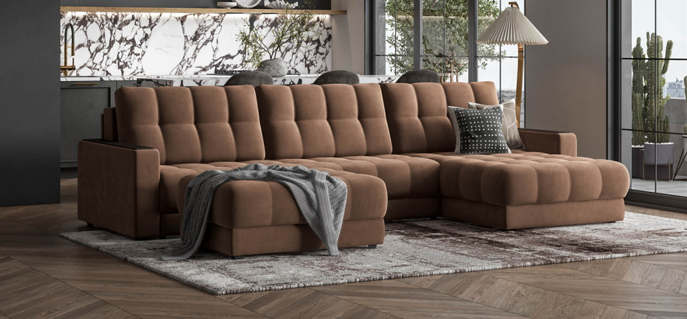 Угловой диван Босс Макс Велюр Монолит мокко